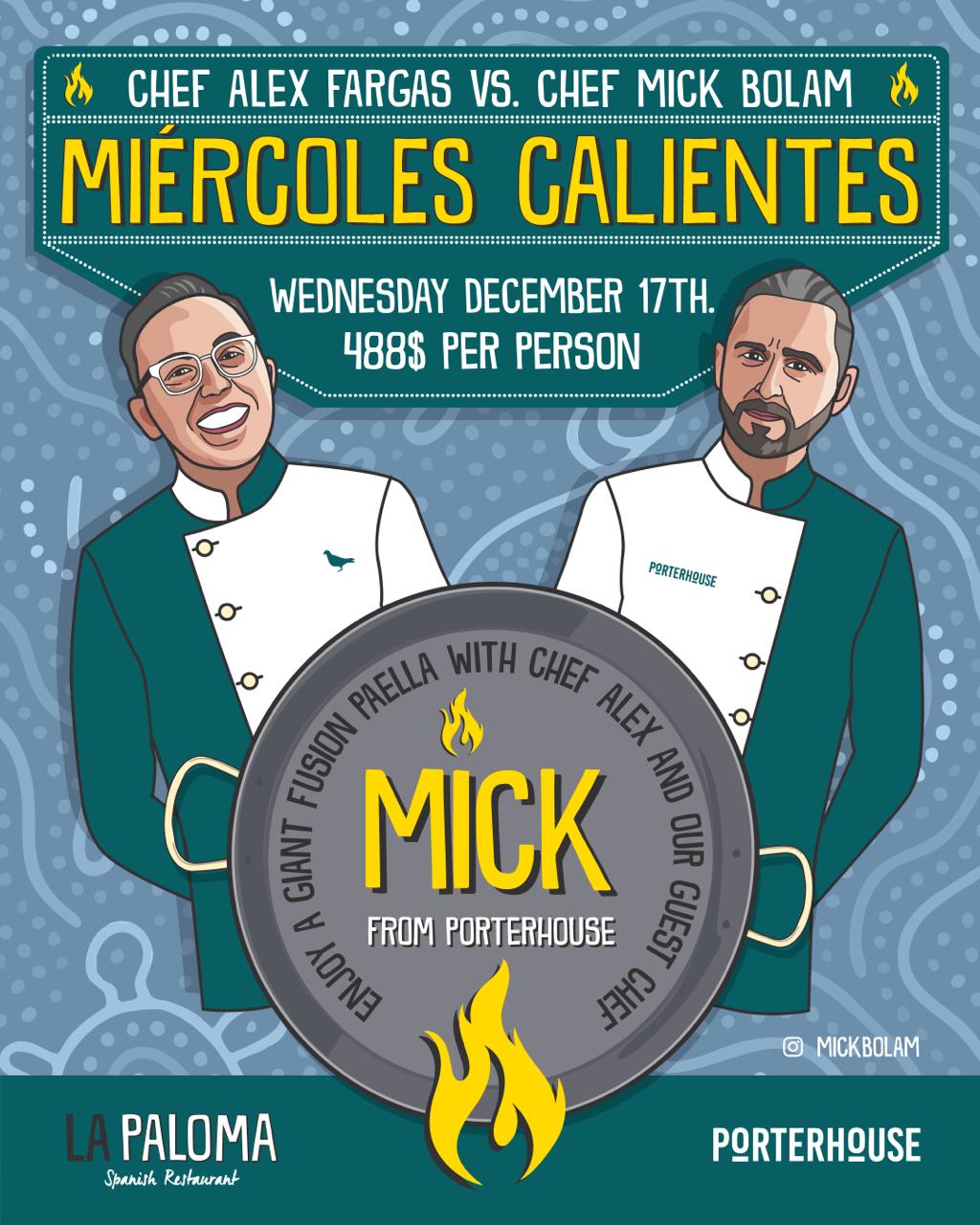 Porterhouse 4 Hands Dinner: Miercoles Calientes with La Paloma