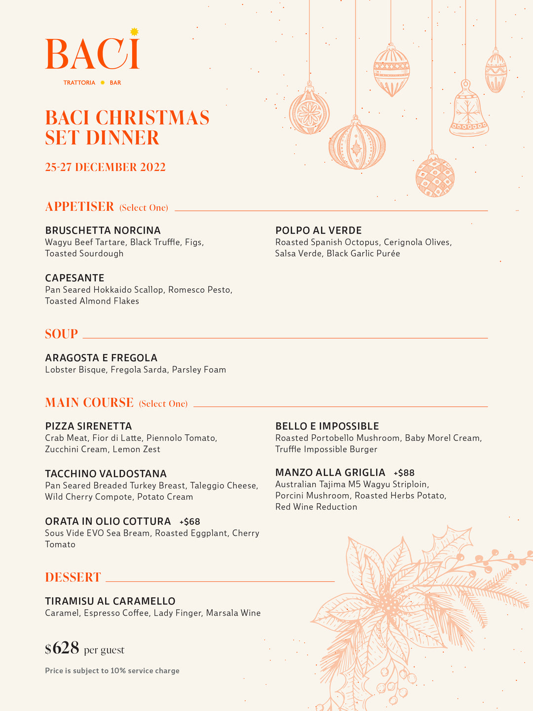 BACI Christmas 4-Course Set Dinner